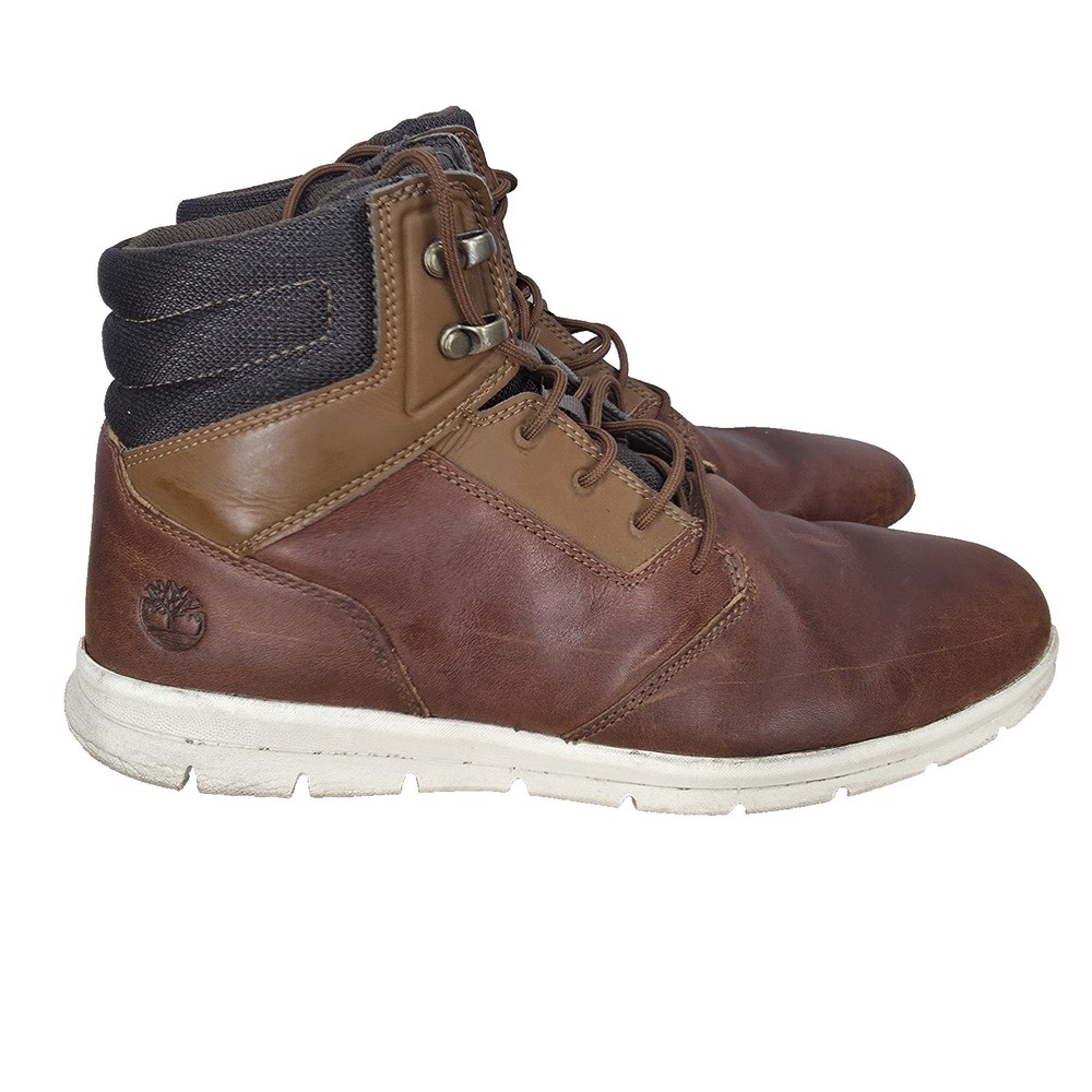 Timberland Graydon Boots Mens 11 Brown‎ Leather Hi Top Casual Sneakers A1OEE